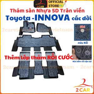 Thảm lót sàn NHỰA 5D xe Toyota Innova/ Innova Cross đời 2006- 2017- 2024, 2025 đúc nguyên khối TRÀN VIỀN, dễ vệ sinh