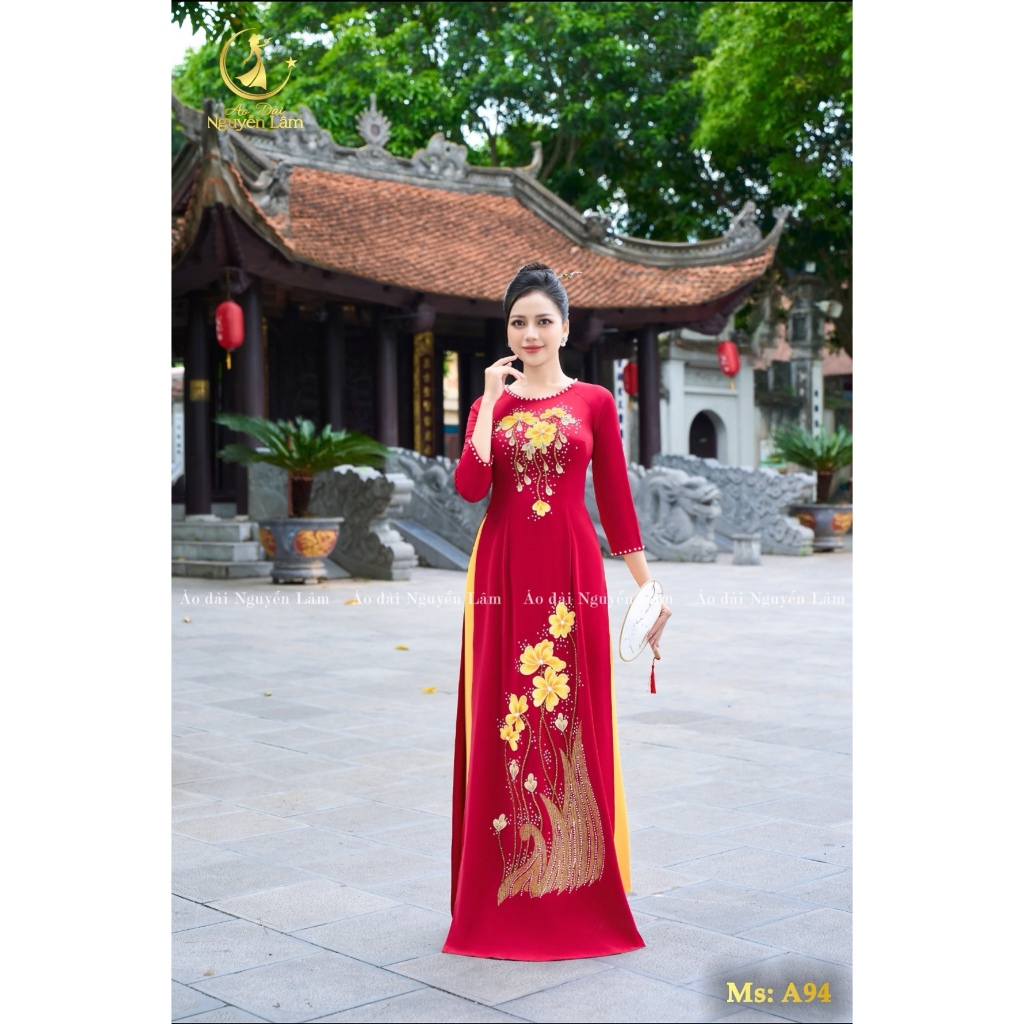 [GIẢM 40K] Áo Dài Lụa Mỹ Diễm Sa Kết Hoa Thêu Nổi 3D, Đính Đá Cao Cấp - Áo Dài Cho Mẹ 6 Màu, Áo Dài Cho Mẹ Sui