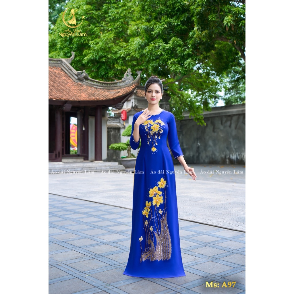 [GIẢM 40K] Áo Dài Lụa Mỹ Diễm Sa Kết Hoa Thêu Nổi 3D, Đính Đá Cao Cấp - Áo Dài Cho Mẹ 6 Màu, Áo Dài Cho Mẹ Sui