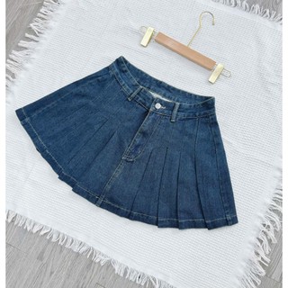 Chân váy jean bigsize nữ chất liệu jean xếp li có lót trong mềm mại mặc thoáng mát và thoải mái CV417