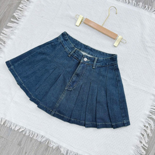Chân váy jean bigsize nữ chất liệu jean xếp li có lót trong mềm mại mặc thoáng mát và thoải mái CV417