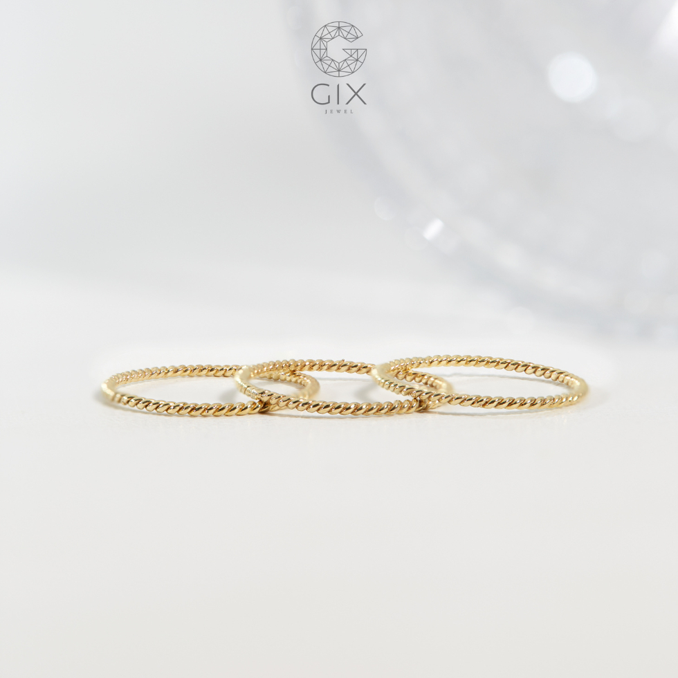 Ảnh Nhẫn ngón út đai xoắn bạc mạ vàng thời trang Gix Jewel N63 1