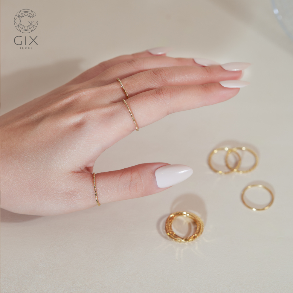 Ảnh Nhẫn ngón út đai xoắn bạc mạ vàng thời trang Gix Jewel N63 3