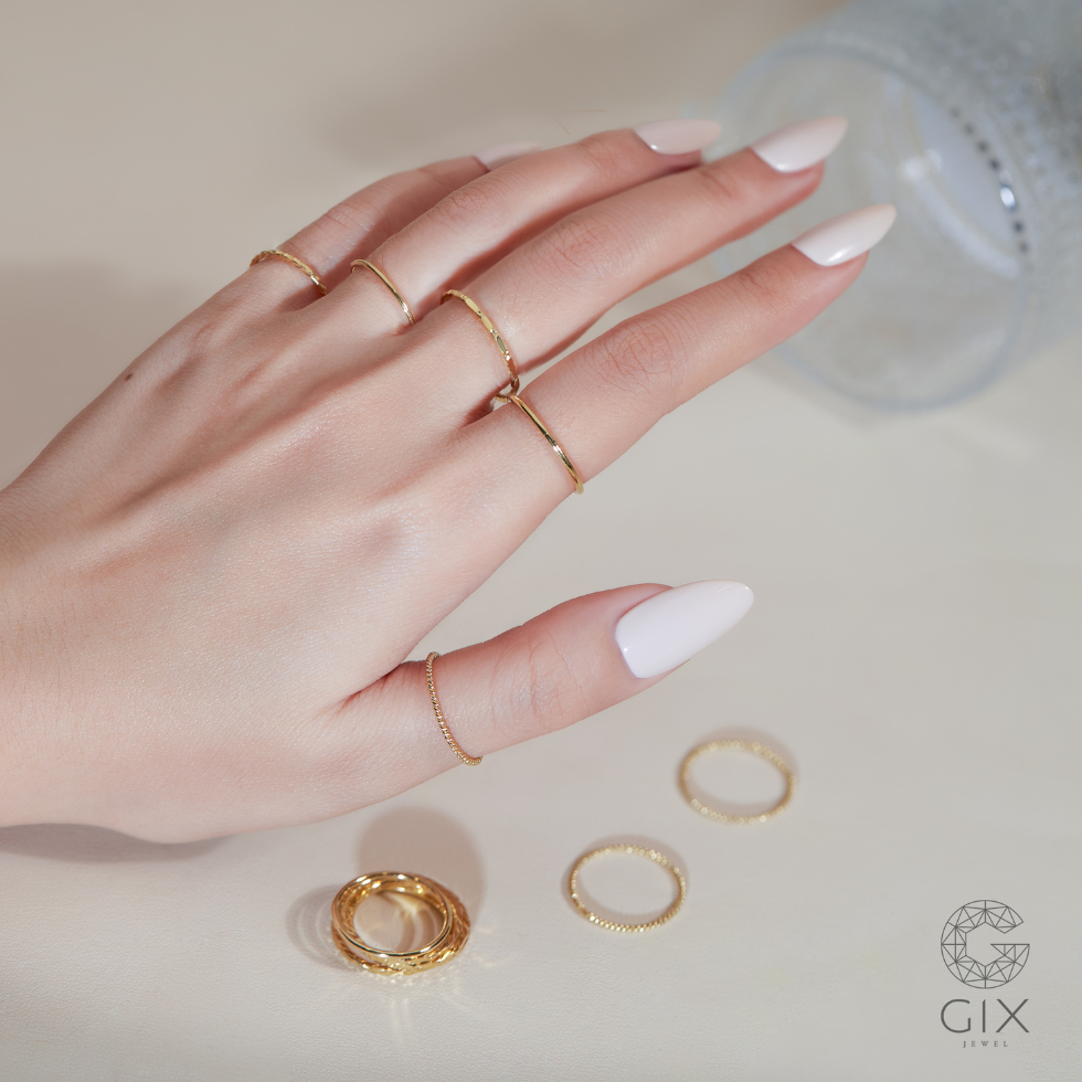 Ảnh Nhẫn ngón út đai xoắn bạc mạ vàng thời trang Gix Jewel N63 2