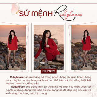Áo blazer dáng suông 2 lớp đứng form Rubyhouse, áo vest đỏ nhung từ vải tuyết hàn 2 lớp cao cấp