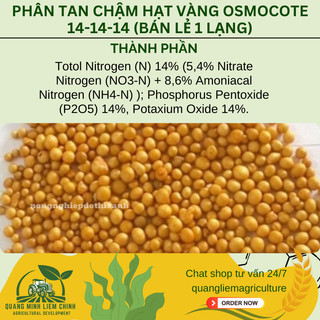 Phân Tan Chậm Hạt Vàng Osmocote 14-14-14  Không Sốc Cây Khi Bón (BÁN LẺ 1 LẠNG)