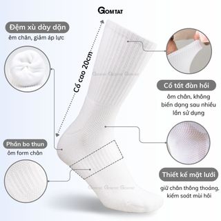 [LIVE] Hộp 5 đôi tất xù GOMTAT cổ cao trơn nam nữ có đệm xù dày chất liệu cotton êm chân - TATXU-TRON-CB5