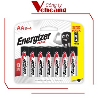 Pin AA Energizer Alkaline chống chảy E91 - Vỉ 8+4 pin (Tổng 12 pin)