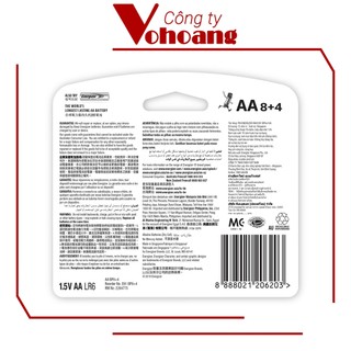 Pin AA Energizer Alkaline chống chảy E91 - Vỉ 8+4 pin (Tổng 12 pin)