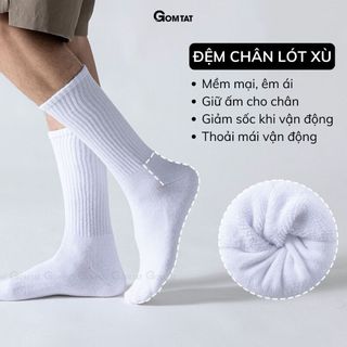 [LIVE] Hộp 5 đôi tất xù GOMTAT cổ cao trơn nam nữ có đệm xù dày chất liệu cotton êm chân - TATXU-TRON-CB5