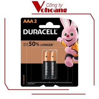 Vỉ 2 pin AAA Duracell Coppertop dung lượng cao chính hãng