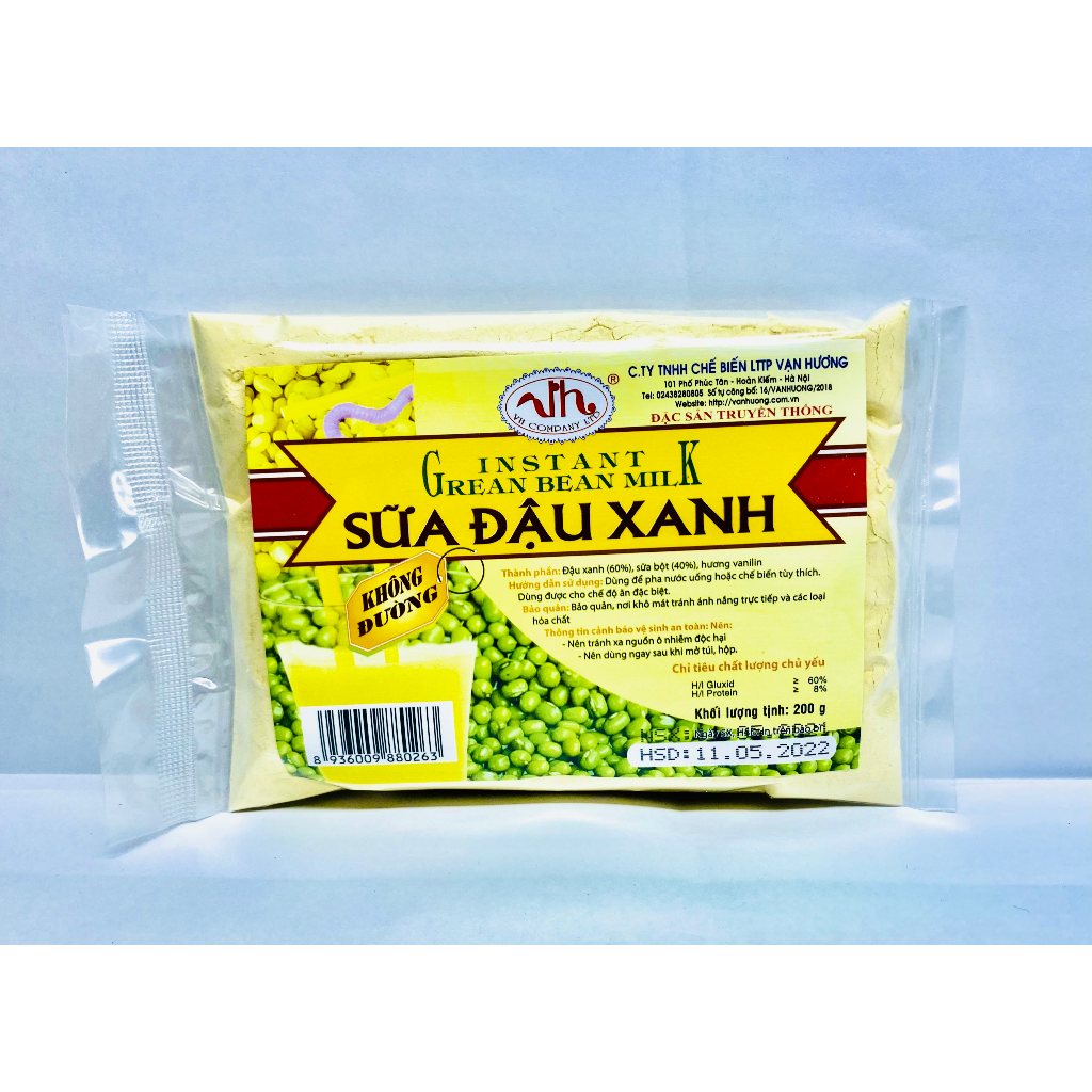 Bột đậu xanh nguyên chất dinh dưỡng Vạn Hương (có đường/không đường)