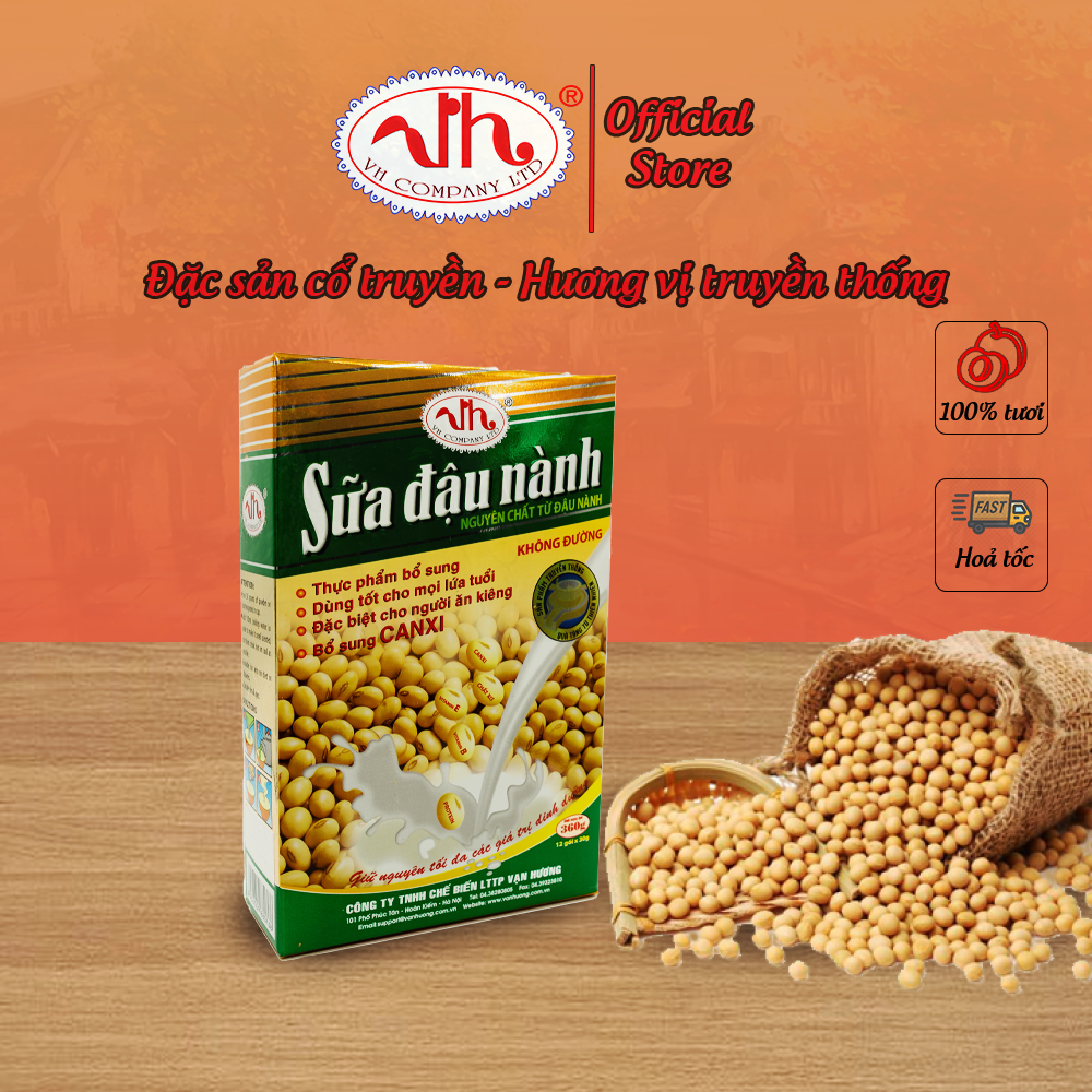 Bột sữa đậu nành nguyên chất dinh dưỡng Vạn Hương (có đường/không đường) bổ sung Canxi