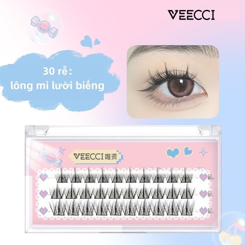VEECCI Lông mi giả Veecci mềm tự nhiên lông mi cụm đơn 10mm-12mm| NHÍM HOUSE