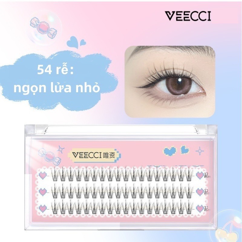 VEECCI Lông mi giả Veecci mềm tự nhiên lông mi cụm đơn 10mm-12mm| NHÍM HOUSE