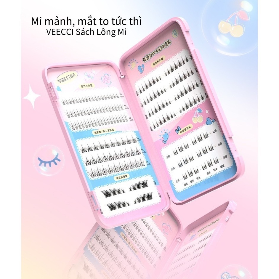 VEECCI Lông mi giả Veecci mềm tự nhiên lông mi cụm đơn 10mm-12mm| NHÍM HOUSE