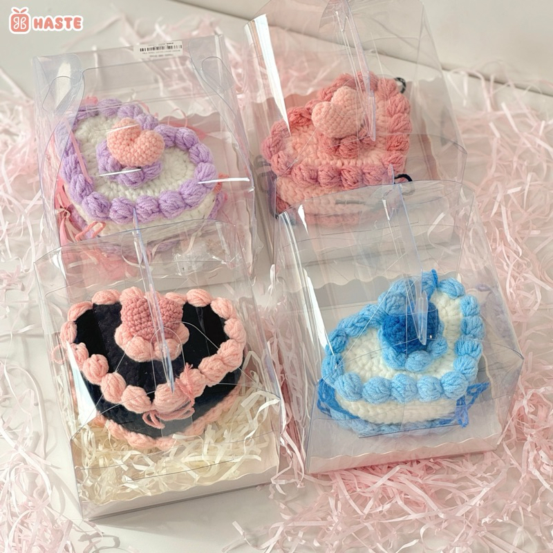 [Tặng Hộp] Gấu Thú Bông Len Hình Bánh Kem Sinh Nhật Happy Birthday Tặng Bạn Bè Người Yêu Siêu Dễ Thương Handmade