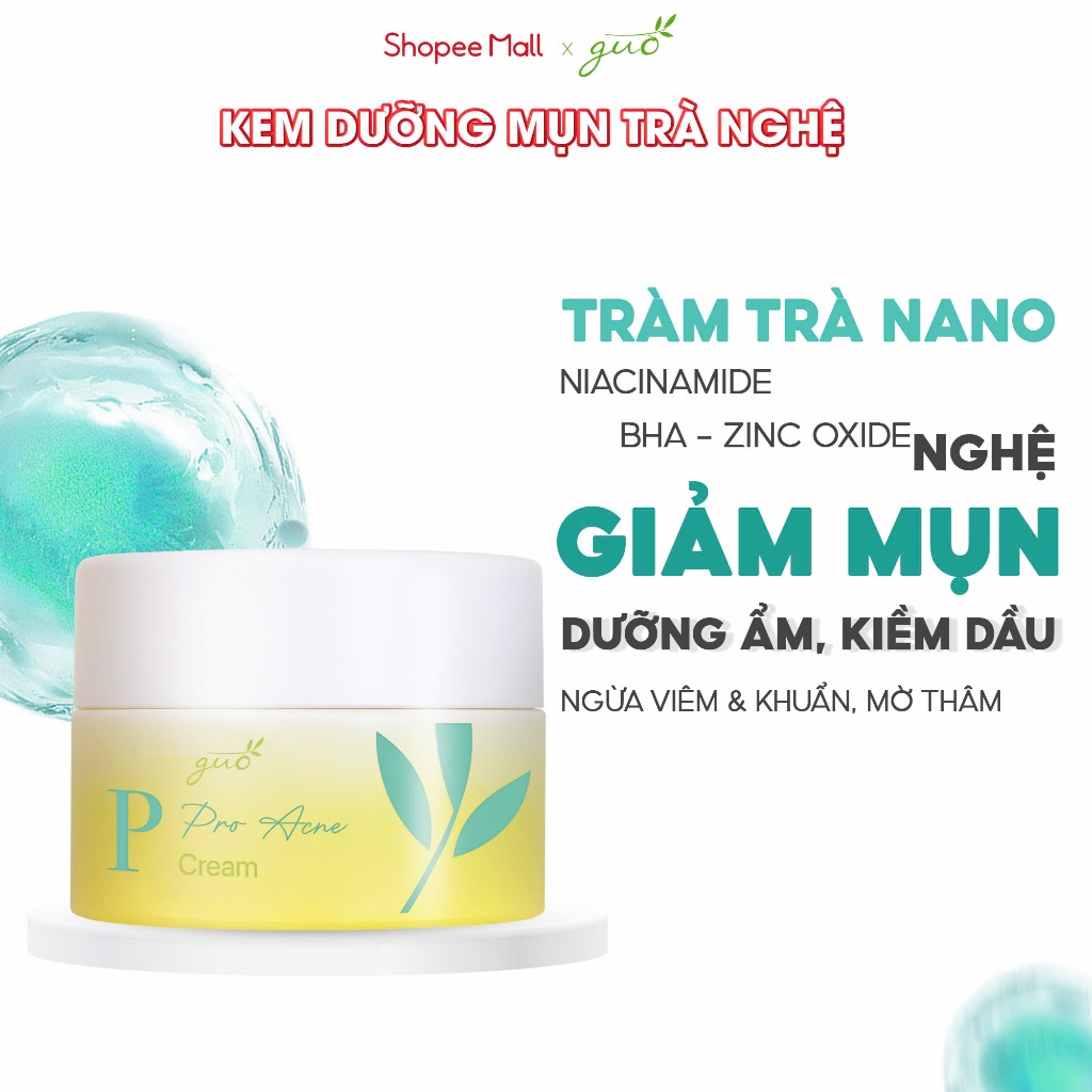 Ảnh Kem giảm mụn, mờ thâm mụn trà nghệ, 0% khô da GUO 30g 2