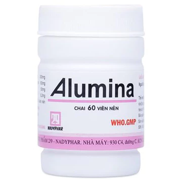 Viên uống Alumina (Chai 60 viên) Hỗ trợ giảm viêm loét dạ dày, tá tràng, giúp giảm các triệu chứng đau dạ dày.