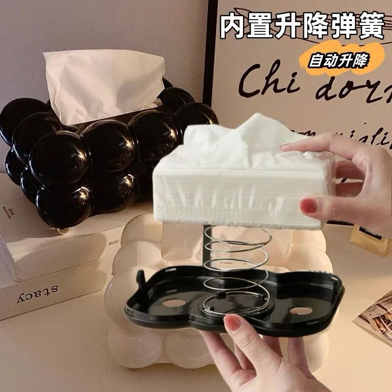 Hộp đựng khăn giấy kèm cham nơ và thỏ xám