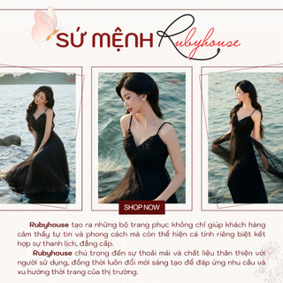 Váy maxi hai dây ren lưới chấm bi thiết kế Rubyhouse, đầm nữ đen 2 lớp quyến rũ