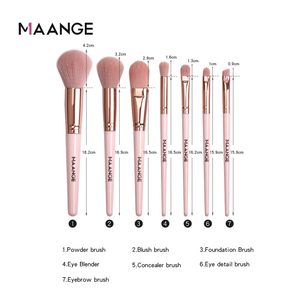 MAANGE Bộ cọ trang điểm 7 cây lông cọ mềm mịn | NHÍM HOUSE