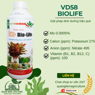 Phân Bón Vi Lượng VD58, Dung Dịch Trồng Thủy Canh, Thủy Sinh Bio-Life (1 Lít), thủy canh tĩnh