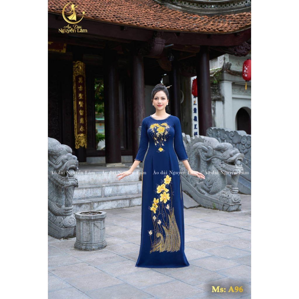 [GIẢM 40K] Áo Dài Lụa Mỹ Diễm Sa Kết Hoa Thêu Nổi 3D, Đính Đá Cao Cấp - Áo Dài Cho Mẹ 6 Màu, Áo Dài Cho Mẹ Sui