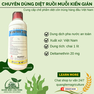Dung dịch pha nước diệt kiến, gián, ve, rận, bọ chét Hantox-200 (1 Lít) - Sản phẩm Cty Dược Hanvet