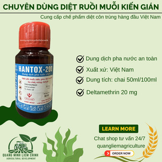 Dung dịch pha nước diệt kiến, gián, ve, rận, bọ chét Hantox-200 (chai 50ml, 100ml) - Cty Dược Hanvet