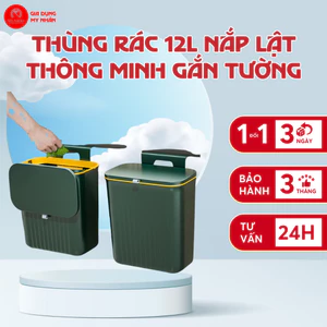 Thùng Rác 12L Nắp Lật Thùng rác thông minh Gắn Tường Tiện Dụng Cho Nhà Bếp Nhà Vệ Sinh
