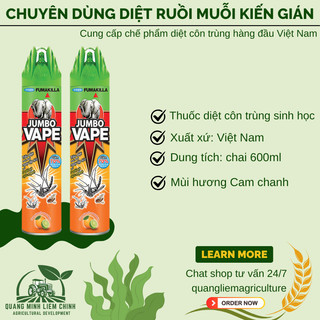 Chế phẩm xịt côn trùng, xịt muỗi Jumbo vape, hương cam chanh (chai 600 ml)