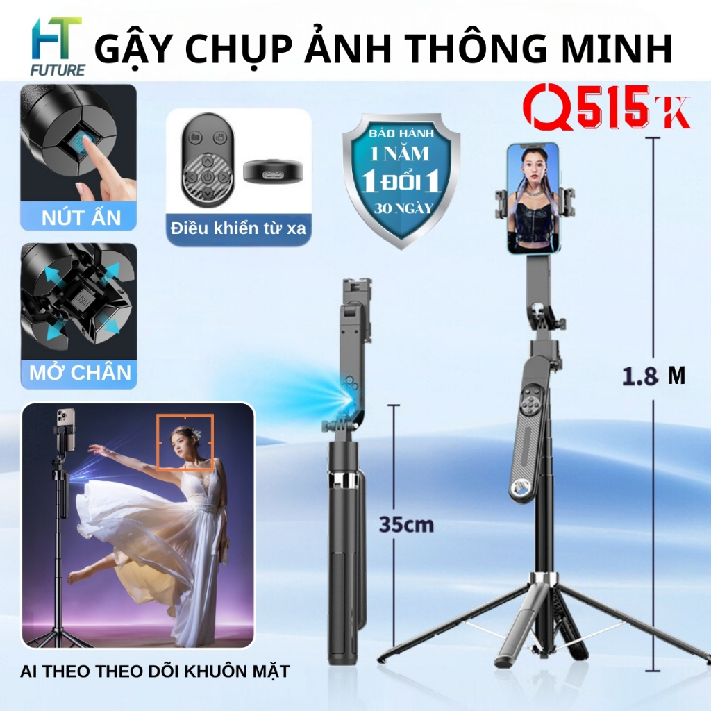 Chân Quay Điện Thoại Q515TK Tripod,Gậy Chụp Ảnh Xoay 360, Gậy Có AI ...