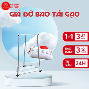 Giá Đỡ Bao Tải Gạo, Giá đỡ miệng tải có bánh xe giúp vận chuyển ngũ cốc dễ dàng