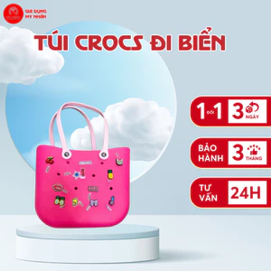 Túi crocs đi biển, đi du lịch đựng đồ - nhựa cao cấp mềm, nhẹ size 33x25x10cm k kèm chamr