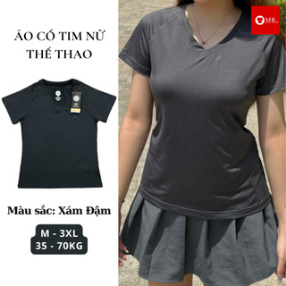 Áo thun nữ cổ tim MK Baby Tee vải thun lạnh thoáng mát co giãn 4 chiều thoải mái dễ phối đồ tôn dáng