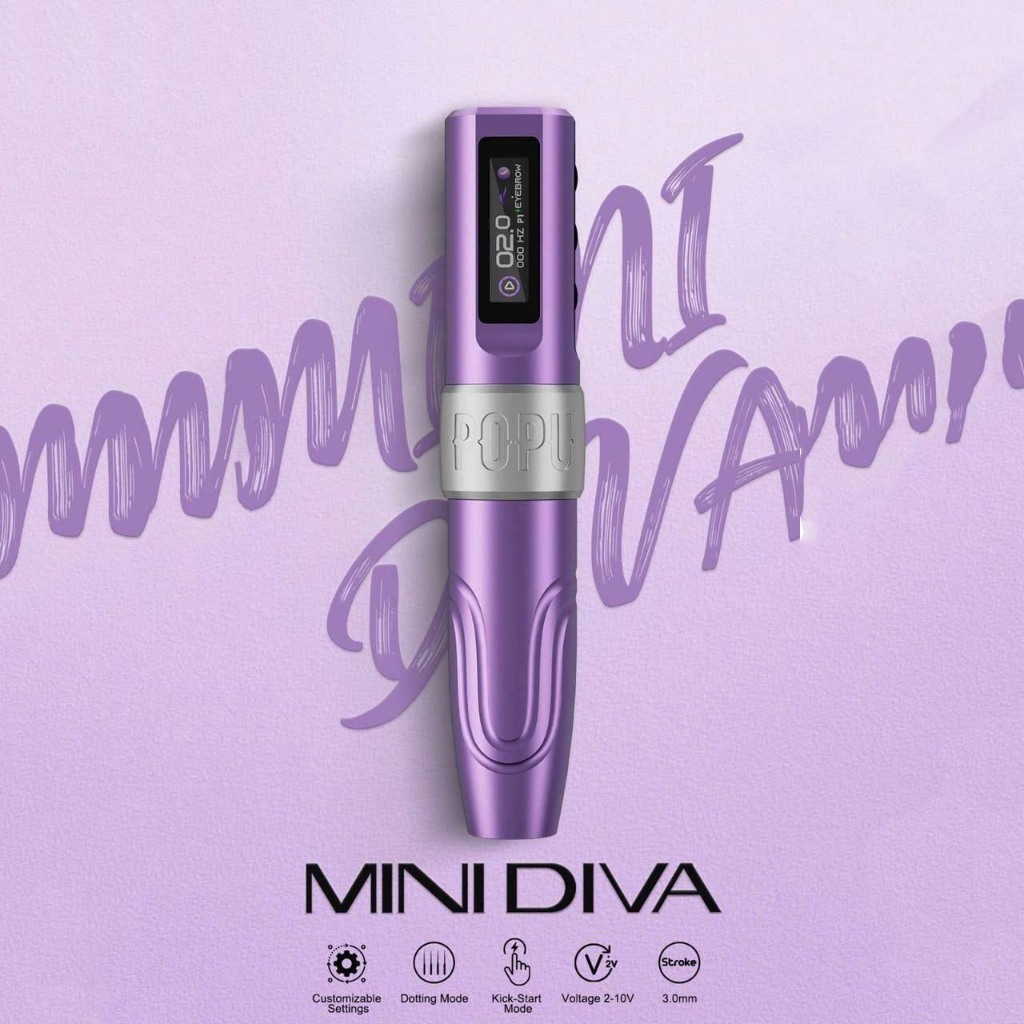 Máy xăm không dây POPU MINI DIVA chuyên khắc lông mày, tạo bóng, kẻ mắt, phác thảo