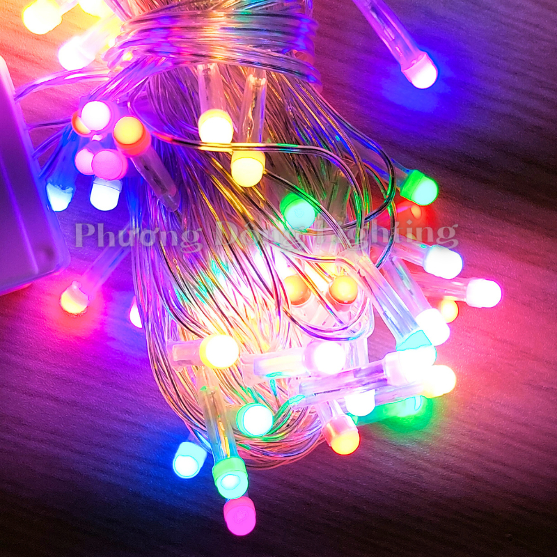 Dây Đèn LED chớp 10m - 100 bóng Trang trí Noel Đủ màu - Xanh Dương - Trắng - Vàng - Lá - Đỏ