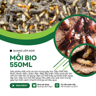 Dầu Diệt Mối Bio - Trừ Mối Ruồi Muỗi Kiến Gián, Rận, Rệp, Bọ Chét (Chai 550ml)