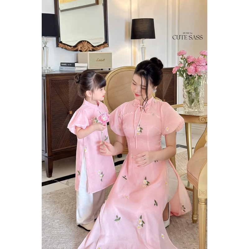 áo dào cách tân ảnh thật dành cho bé gái từ 7-36kg