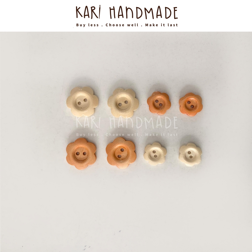 [5cái] Nút gỗ bông hoa handmade