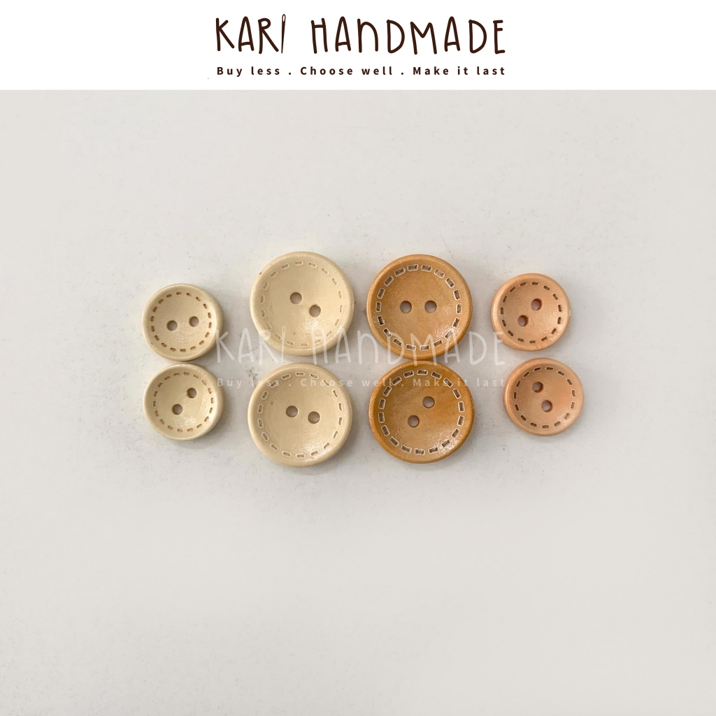 [5 cái] Nút gỗ có viền handmade