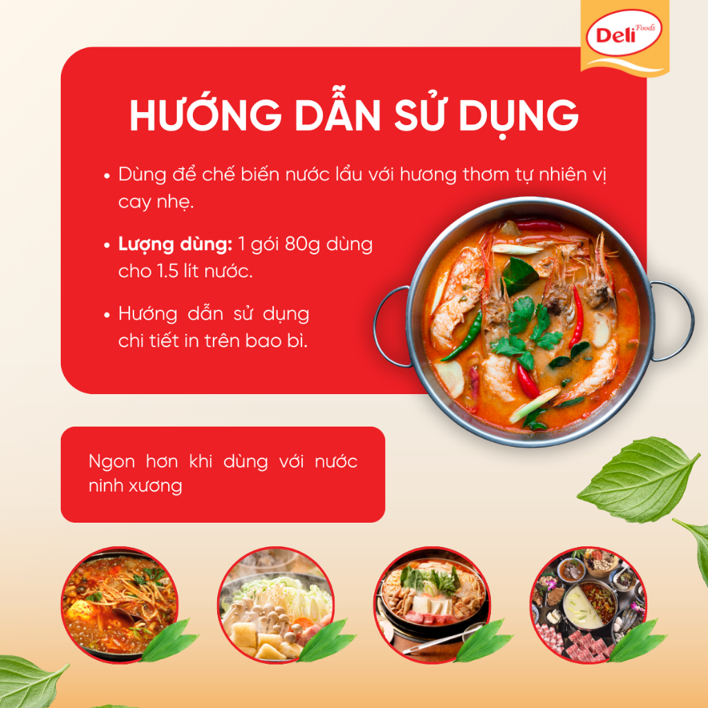 Combo Xốt Gia Vị Lẩu Thái Tomyum Deli Foods 80g – Sốt Cốt Lẩu Chua Cay Đậm Đà, Hoàn Chỉnh Chuẩn Vị