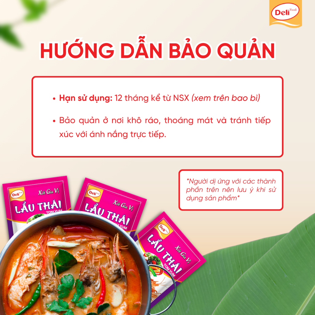 Combo Xốt Gia Vị Lẩu Thái Tomyum Deli Foods 80g – Sốt Cốt Lẩu Chua Cay Đậm Đà, Hoàn Chỉnh Chuẩn Vị