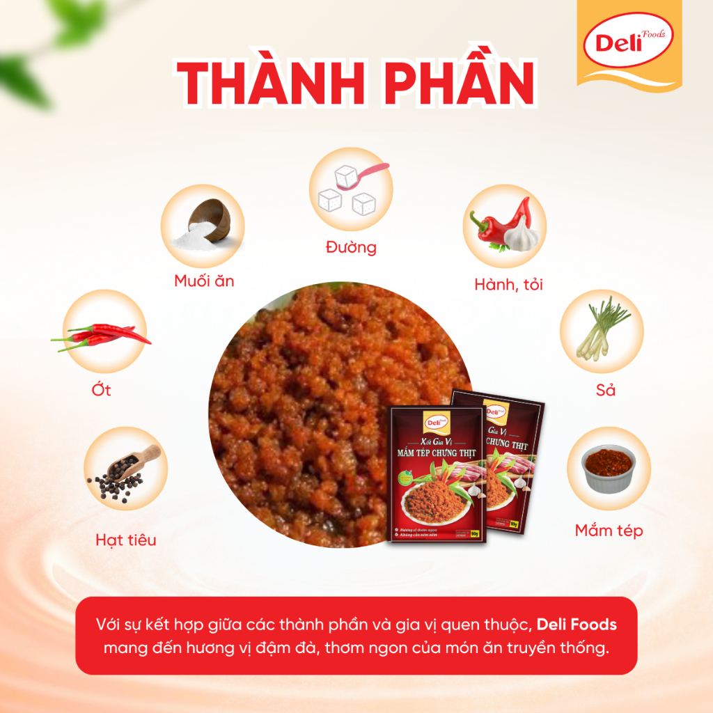 Combo Xốt Gia Vị Mắm Tép Chưng Thịt 80g – Nêm Sẵn Tạo Màu Chuẩn Vị | Deli Foods