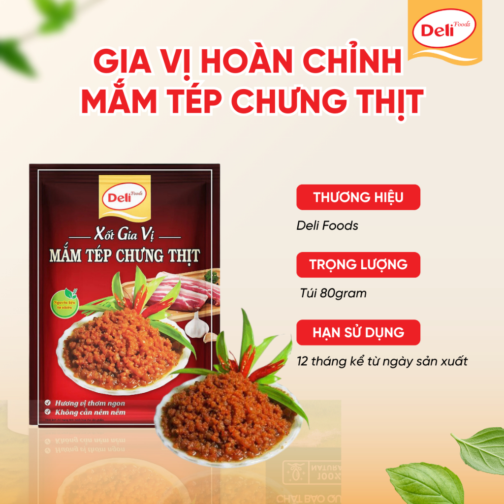 Combo Xốt Gia Vị Mắm Tép Chưng Thịt 80g – Nêm Sẵn Tạo Màu Chuẩn Vị | Deli Foods