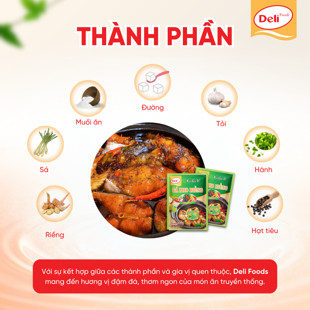 Combo Xốt Gia Vị Cá Kho Riềng Deli Foods 80g – Gia Vị Hoàn Chỉnh Ướp Ngon Chuẩn Vị Không Cần Nêm Nếm