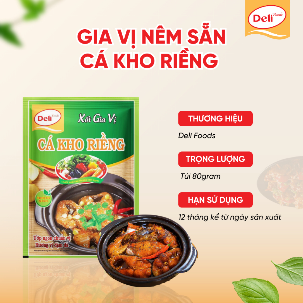 Combo Xốt Gia Vị Cá Kho Riềng Deli Foods 80g – Gia Vị Hoàn Chỉnh Ướp Ngon Chuẩn Vị Không Cần Nêm Nếm