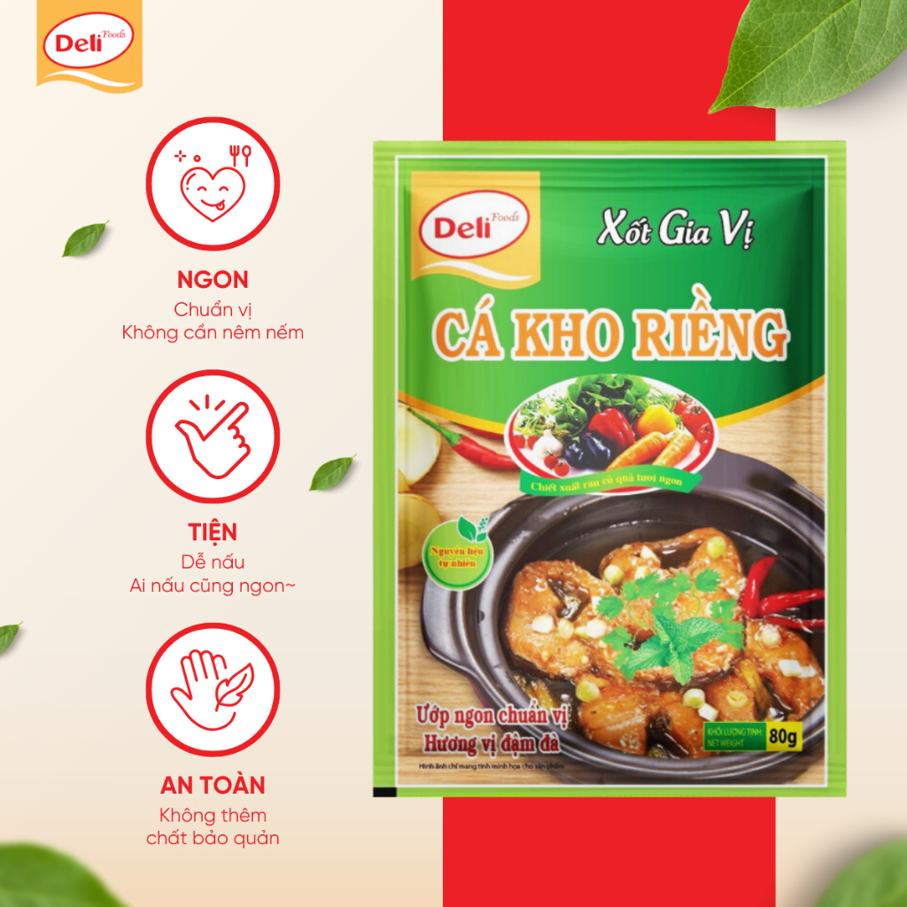 Combo Xốt Gia Vị Cá Kho Riềng Deli Foods 80g – Gia Vị Hoàn Chỉnh Ướp Ngon Chuẩn Vị Không Cần Nêm Nếm