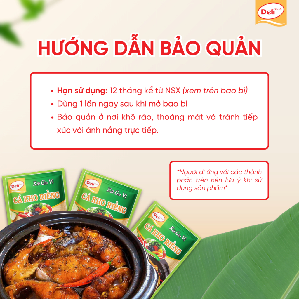 Combo Xốt Gia Vị Cá Kho Riềng Deli Foods 80g – Gia Vị Hoàn Chỉnh Ướp Ngon Chuẩn Vị Không Cần Nêm Nếm